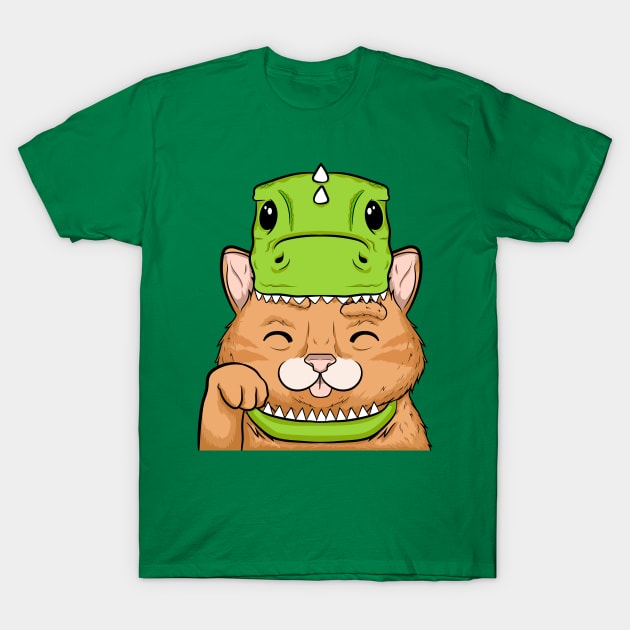 funny cat halloween dinosaur T-Shirt by the house of parodies